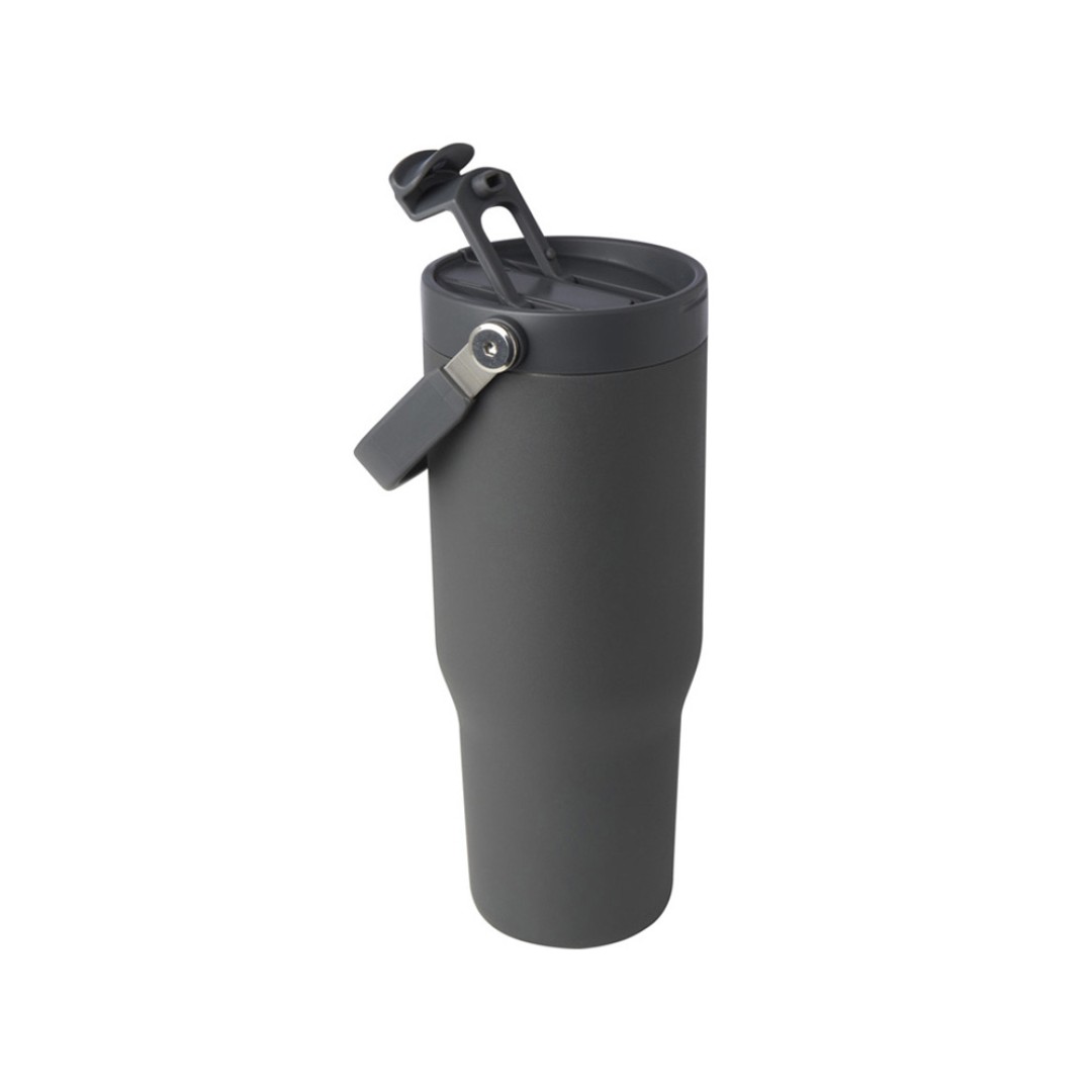 Термостакан Bronx объемом 900 мл из меди и переработанной нержавеющей стали, сертифицированной по стандарту RCS, с вакуумной изоляцией и крышкой с двойной функцией - Серый