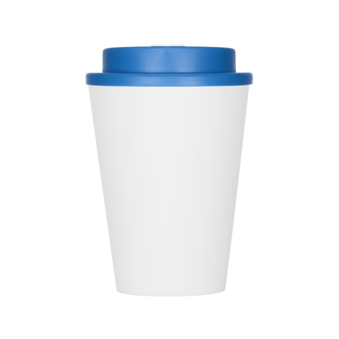 Пластиковый стакан Take away с двойными стенками и крышкой с силиконовым клапаном, 350 мл, белый/голубой