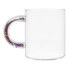 Стеклянная кружка с блестками в ручке "Feria"