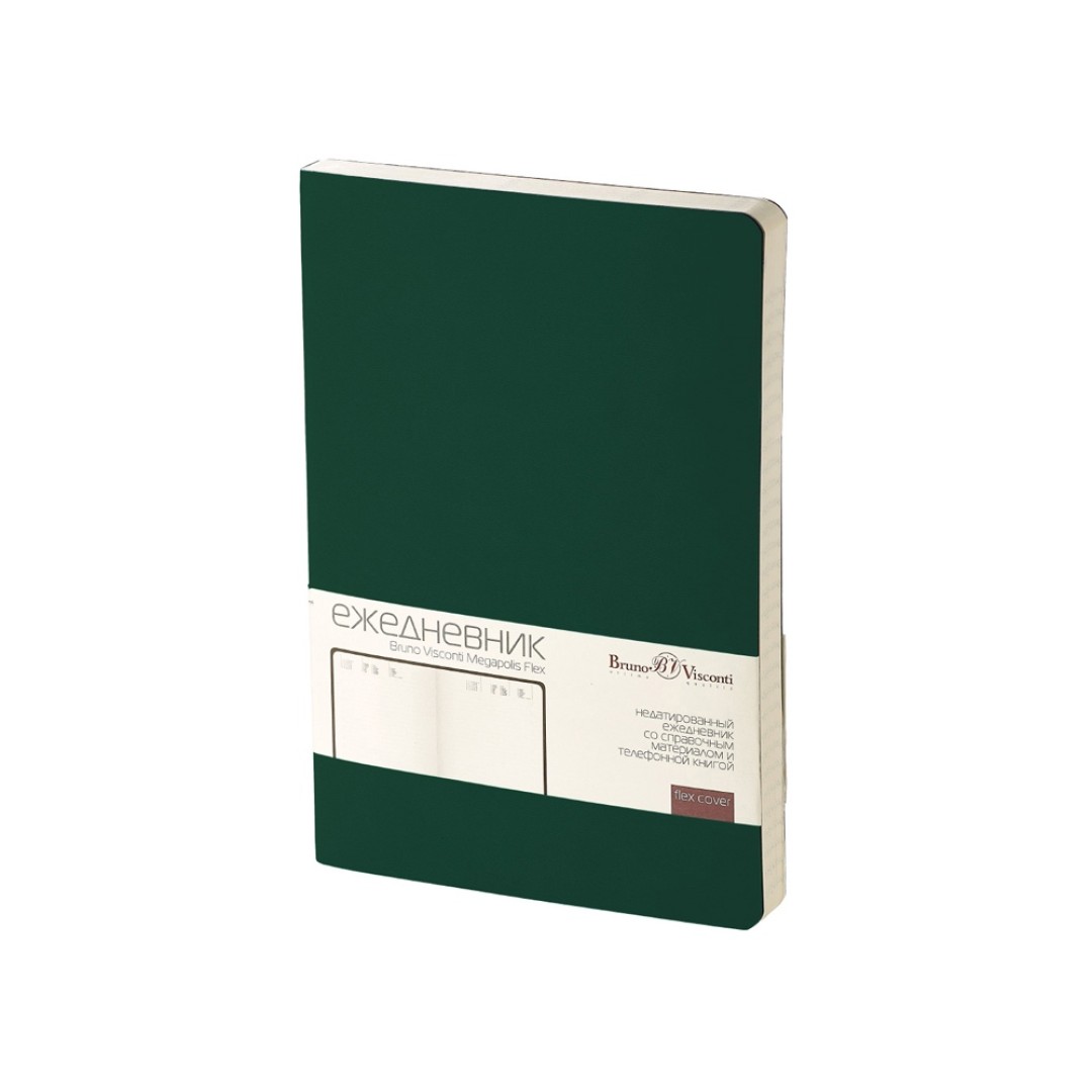 Ежедневник А5 недатированный «Megapolis Velvet Flex», темно-зеленый