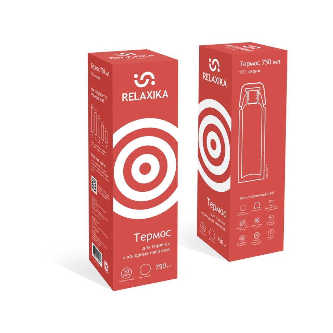 Термос Relaxika 101 (0,75 литра), красный (без лого)