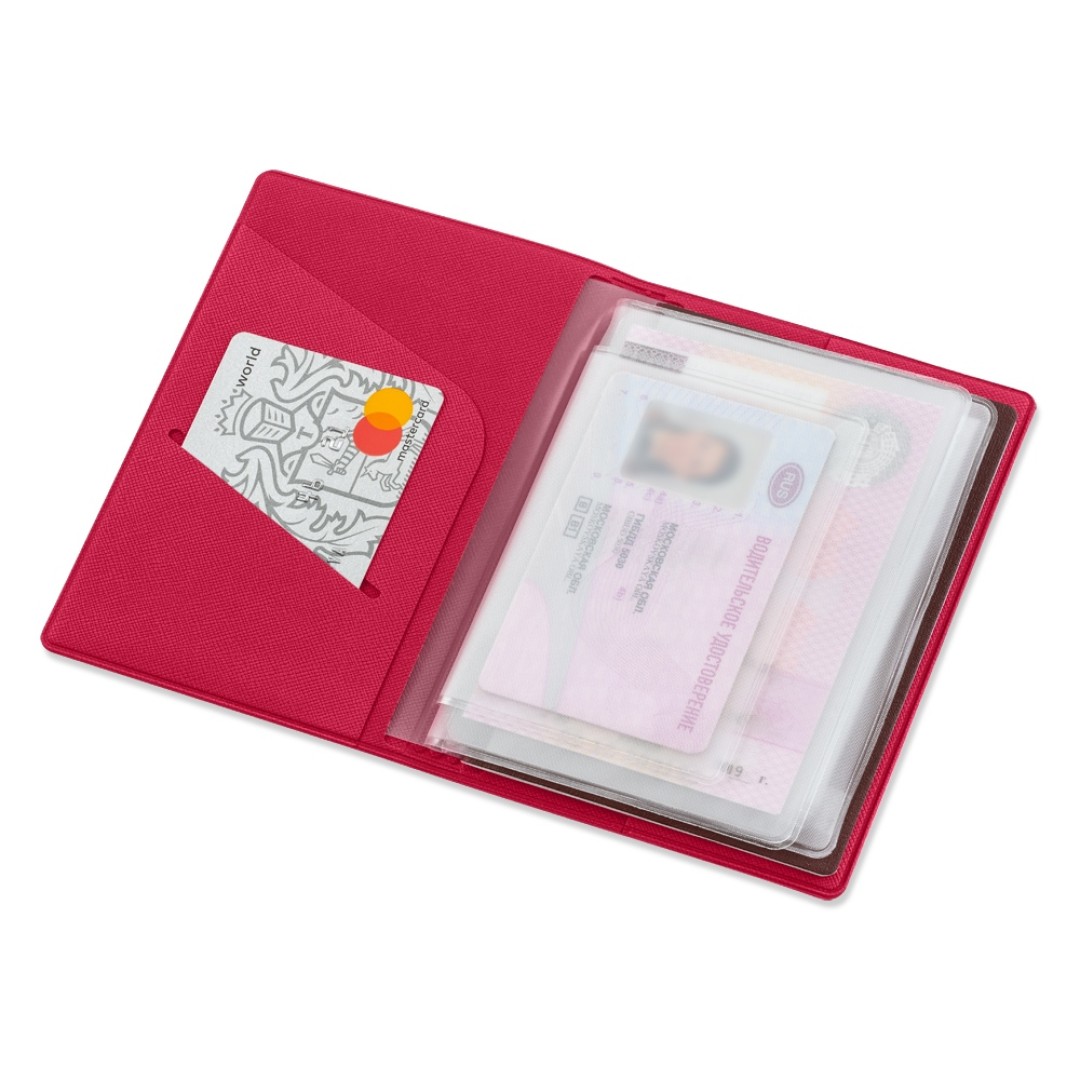 Классическая обложка для автодокументов "Favor", фуксия