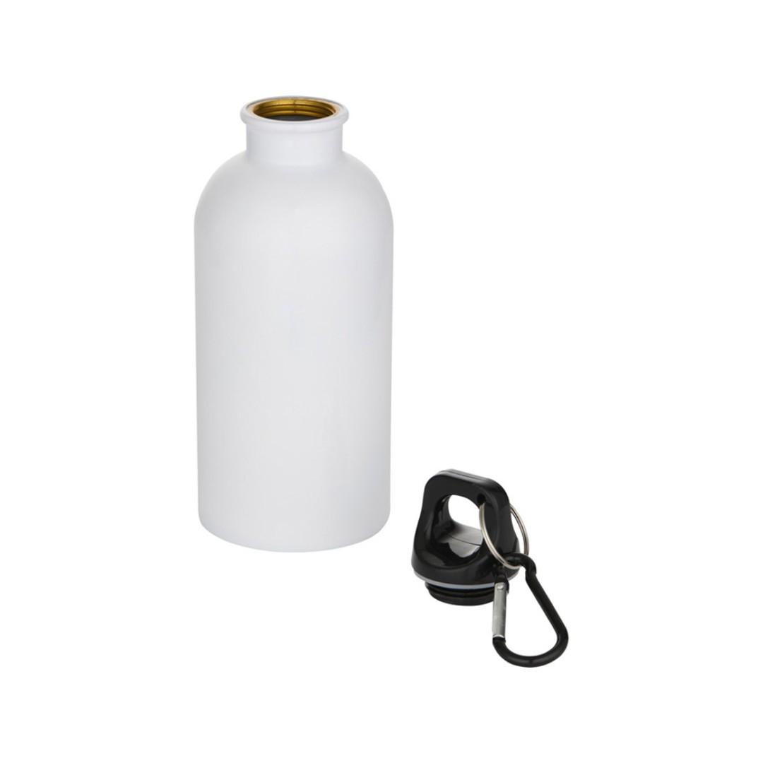 Одностенная бутылка для воды с карабином Oregon, изготовленная из нержавеющей стали, сертифицированной по стандарту RCS, объемом 400 мл - Белый