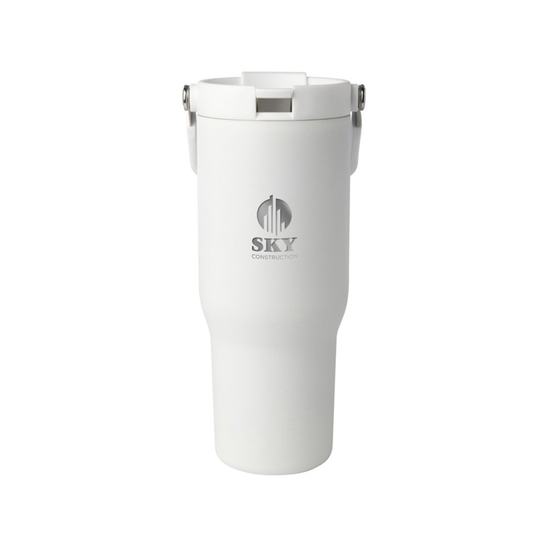 Термостакан Bronx объемом 900 мл из меди и переработанной нержавеющей стали, сертифицированной по стандарту RCS, с вакуумной изоляцией и крышкой с двойной функцией - Белый