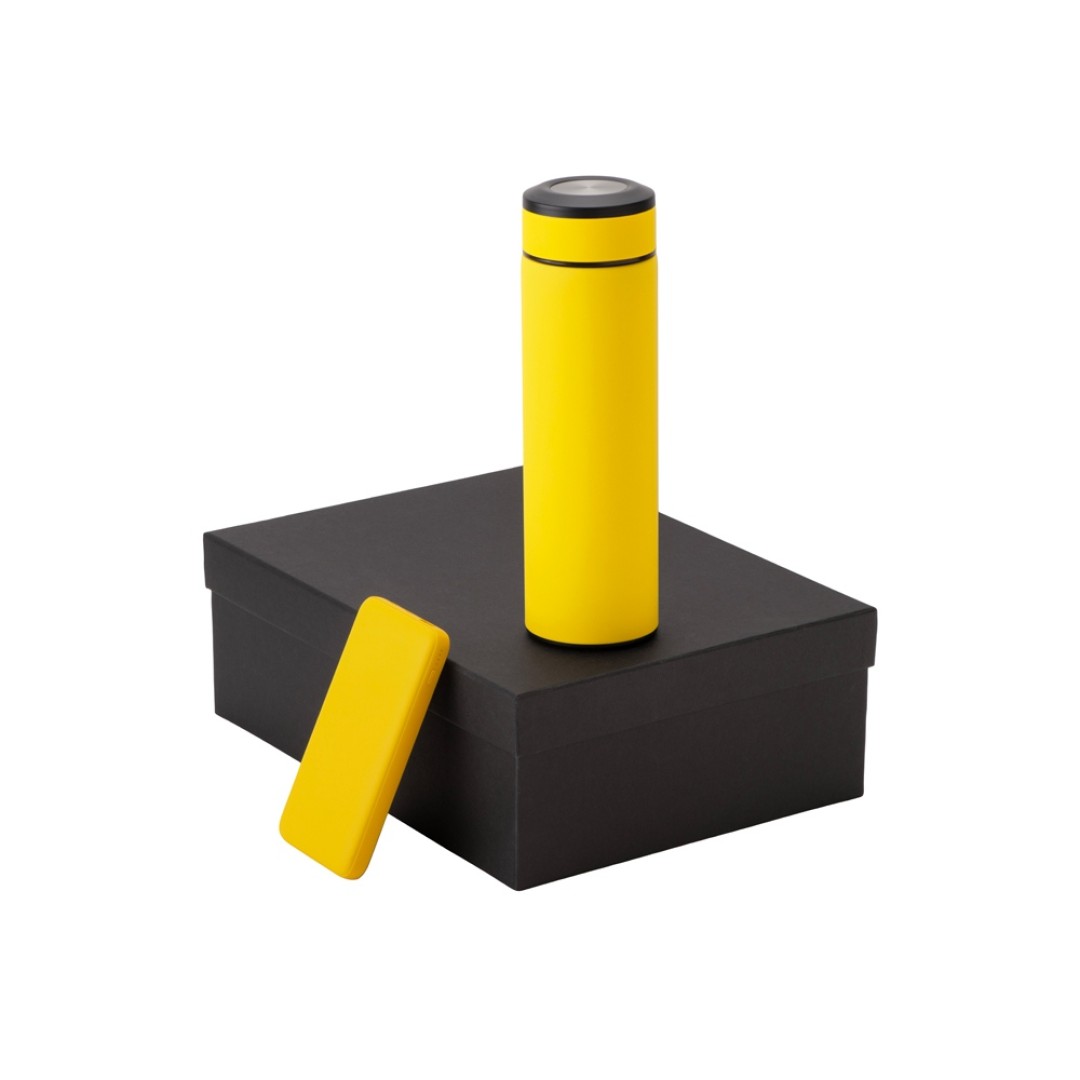 Подарочный набор с термосом и повербанком С2, желтый