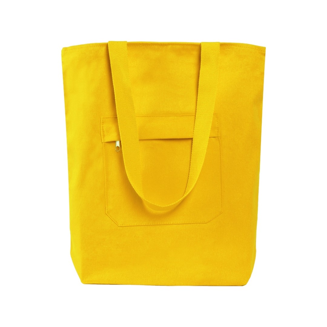 Сумка на молнии Zipper из хлопка 280 г c карманом на молнии спереди, желтый
