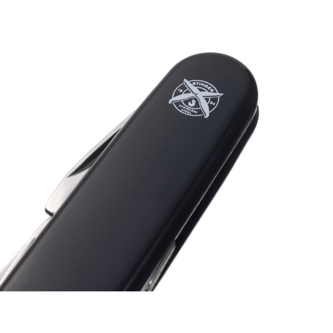 Нож перочинный Stinger, 90 мм, 10 функций, материал рукояти: АБС-пластик (чёрный)