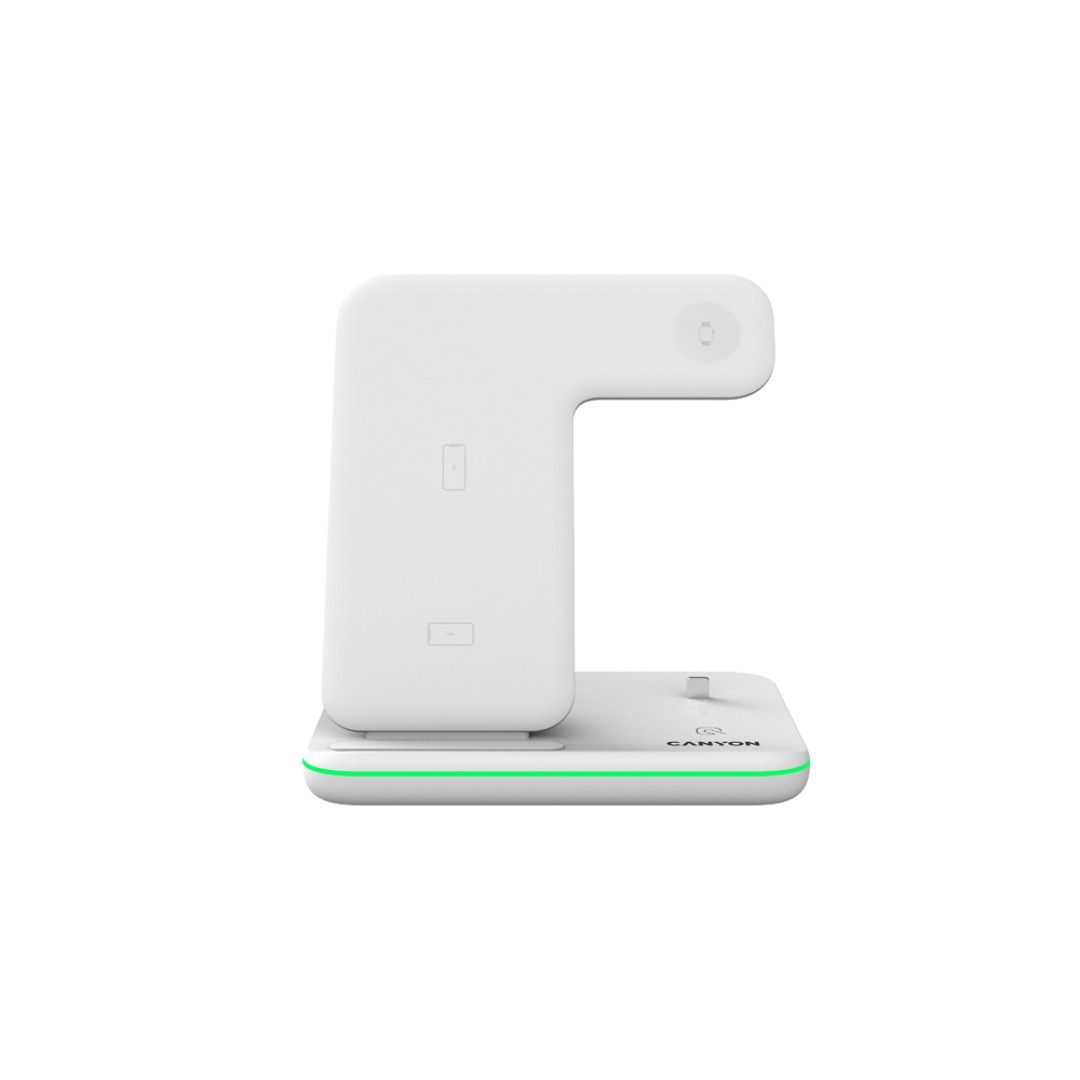 Беспроводное зарядное устройство для гаджетов "3-в-1" с технологией QI Canyon WS-302 (CNS-WCS302W), белый