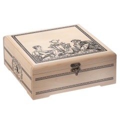 Подарочный набор "Народы России" с чаем и вареньем в деревянной шкатулке без лого