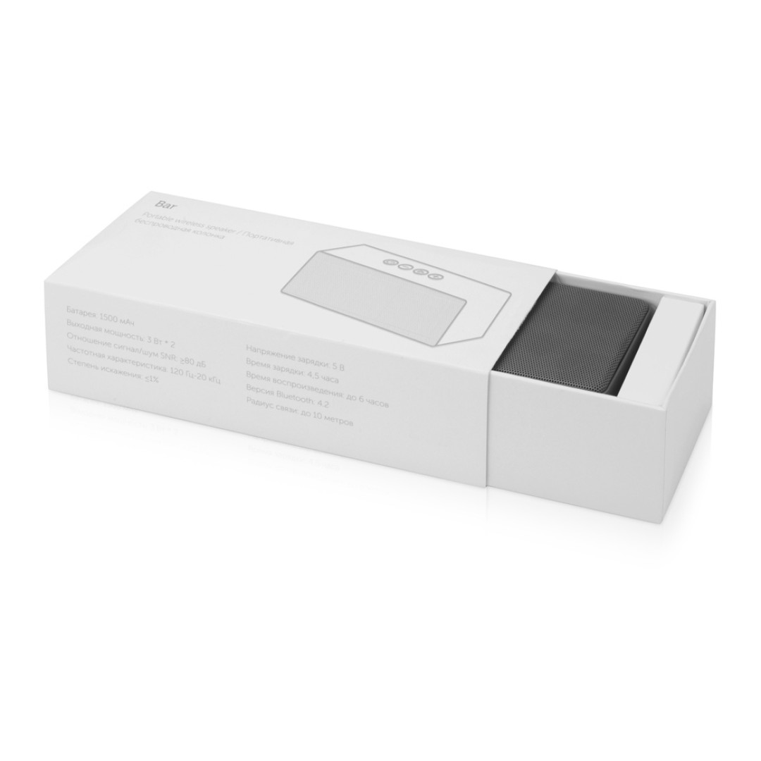 Портативная колонка «Bar» со стереодинамиками soft touch, серый