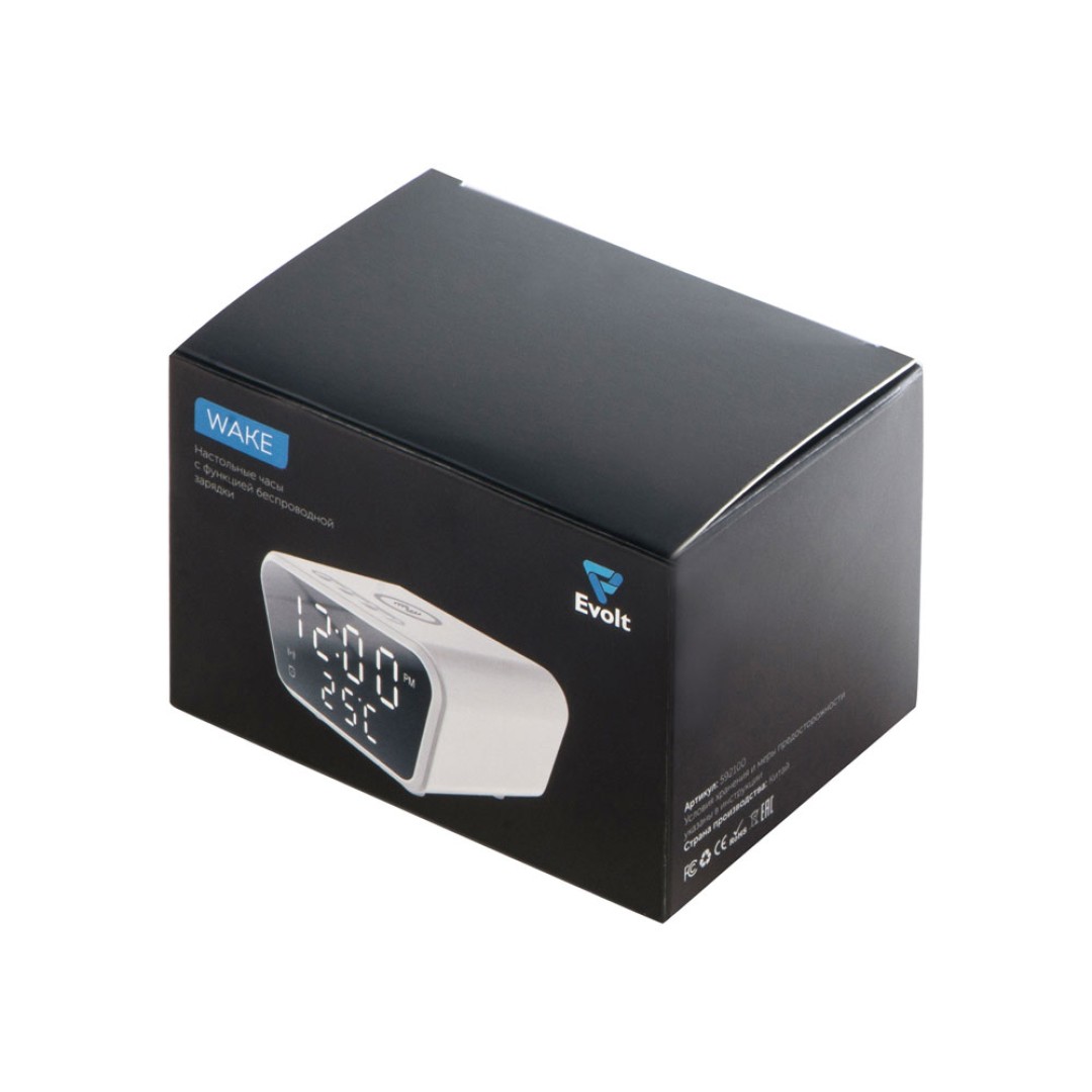 Настольные часы с функцией беспроводной зарядки "Wake", 10 Вт (Р)