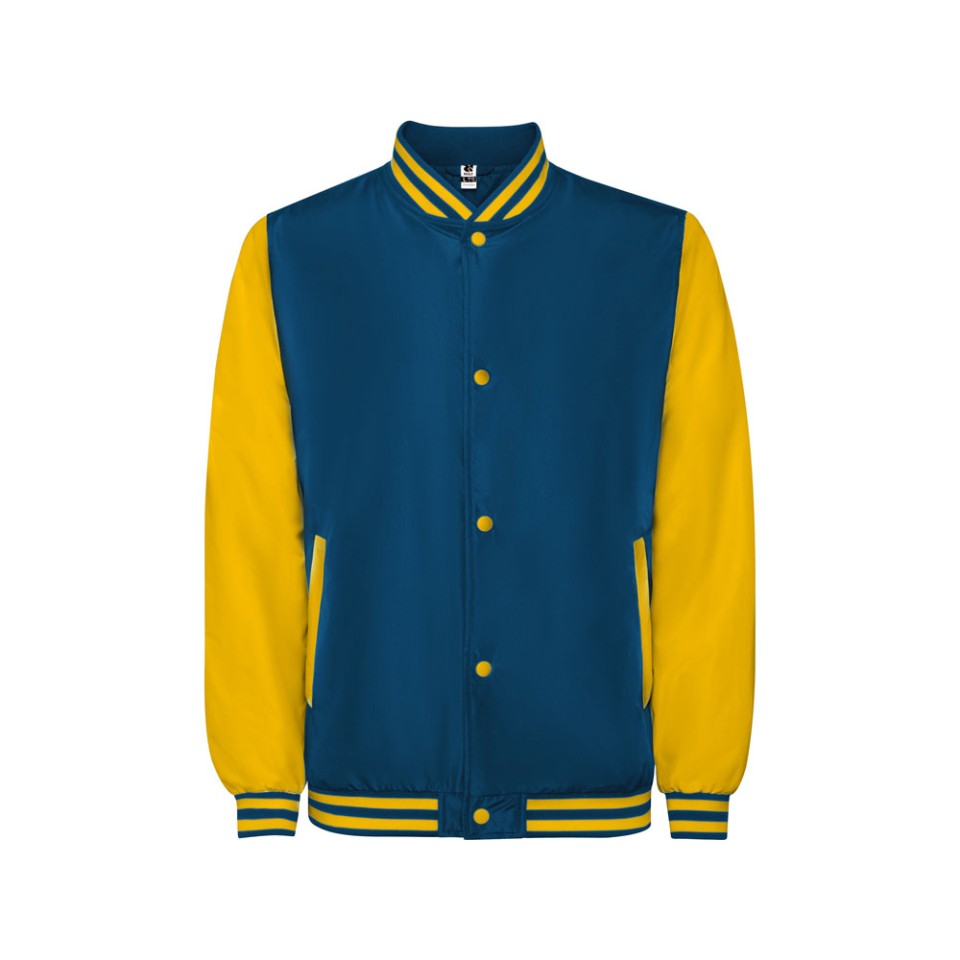 Бомбер утепленный «California» унисекс, кобальтовый/золотисто-желтый