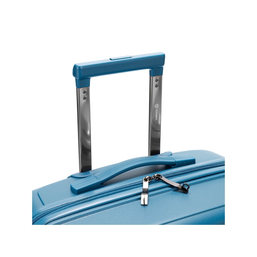Чемодан TORBER Nevo, синий, полипропилен, 49 х 28 х 76 см, 95 л