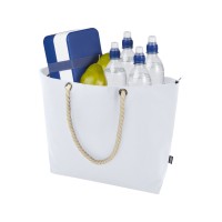 Panama пляжная эко-сумка-холодильник из переработанного материала, с ручками-шнурками 23L, белый