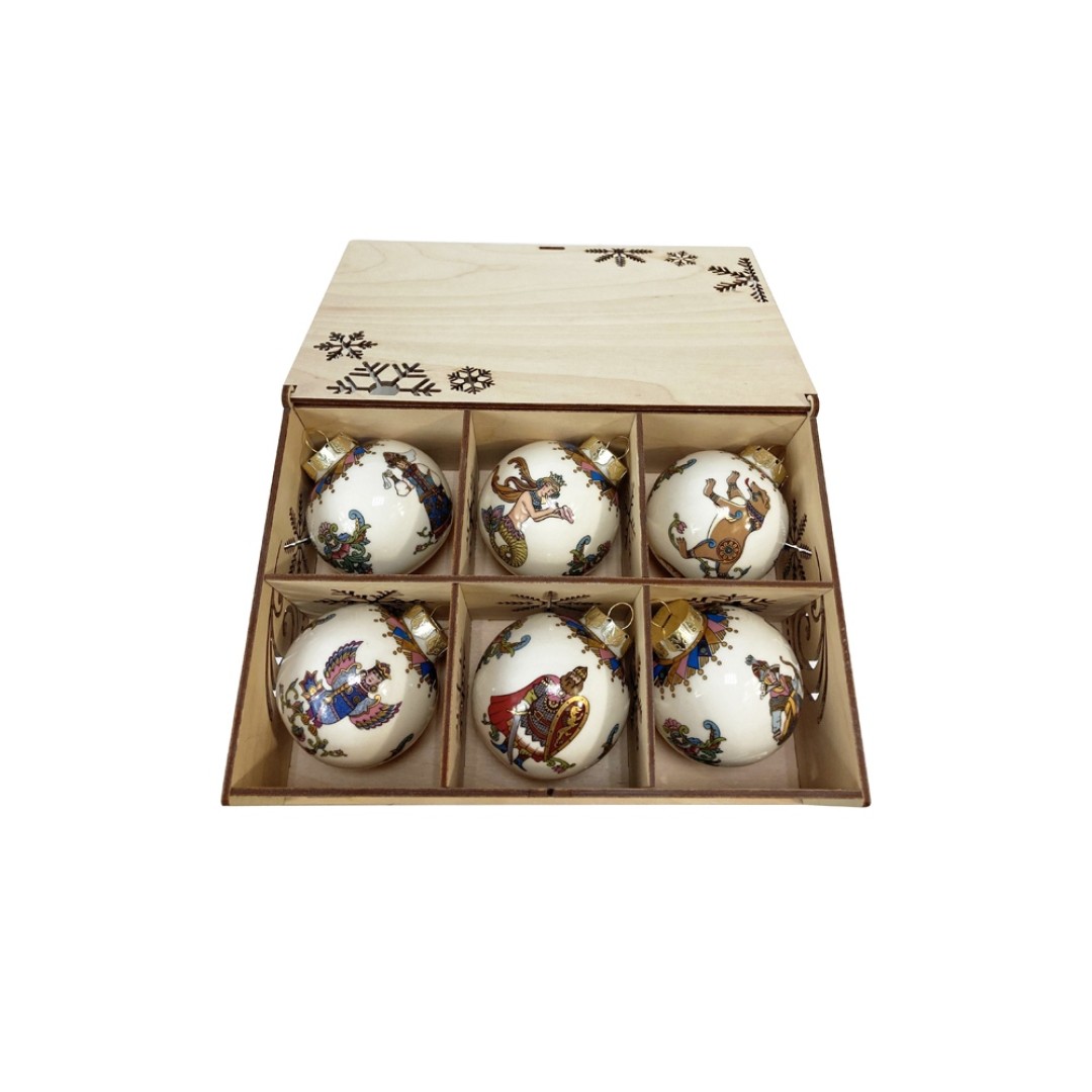 Набор новогодних шаров, 6 шт.