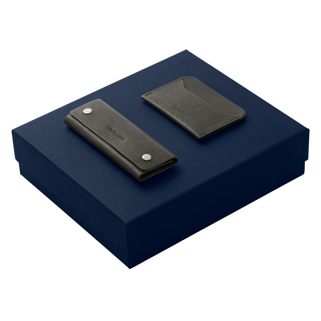 Подарочный набор Long River: картхолдер, ключница, синяя коробка