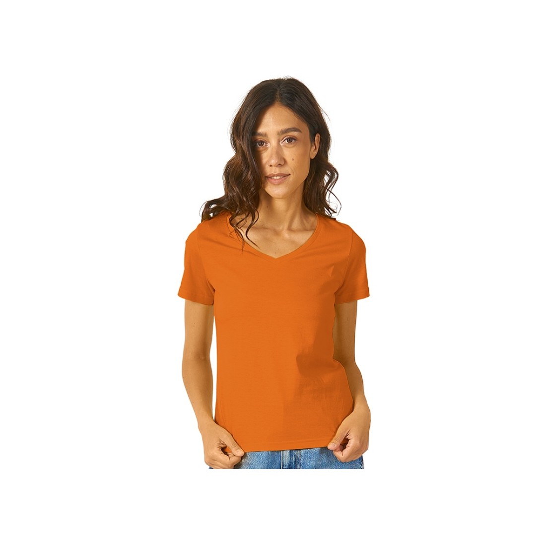 Футболка "Heavy Super Club" женская с V-образным вырезом, оранжевый