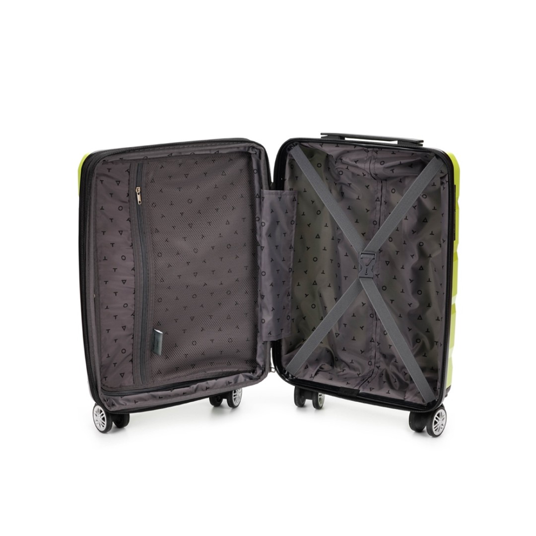 Чемодан TORBER В Отпуск, салатовый, полипропилен, 33 х 22 х 53 см, 35 л