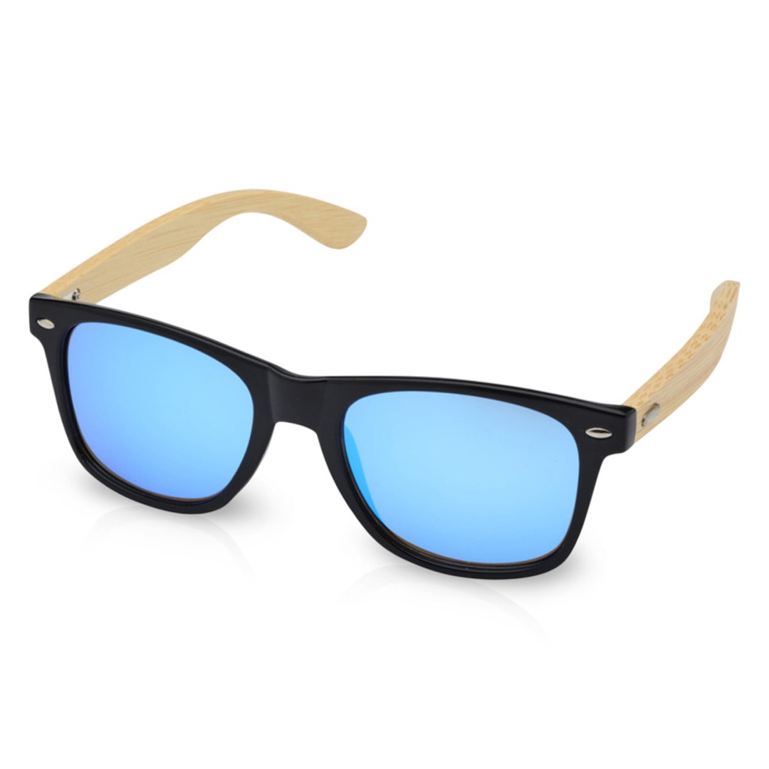 Солнцезащитные очки Hue с бамбуковыми дужками - Cиний / Натуральный