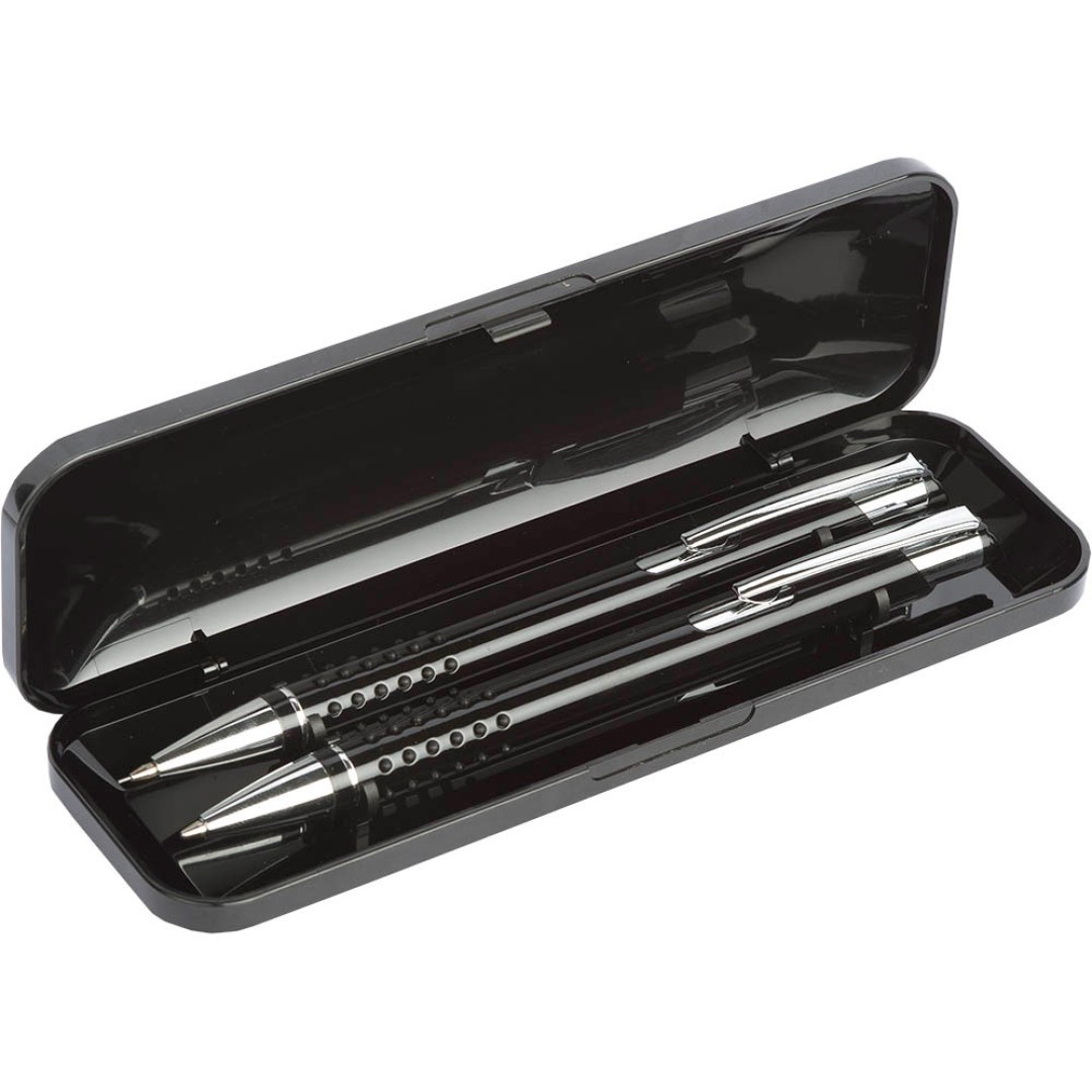 Набор «Онтарио: ручка шариковая, карандаш механический, черный/серебристый