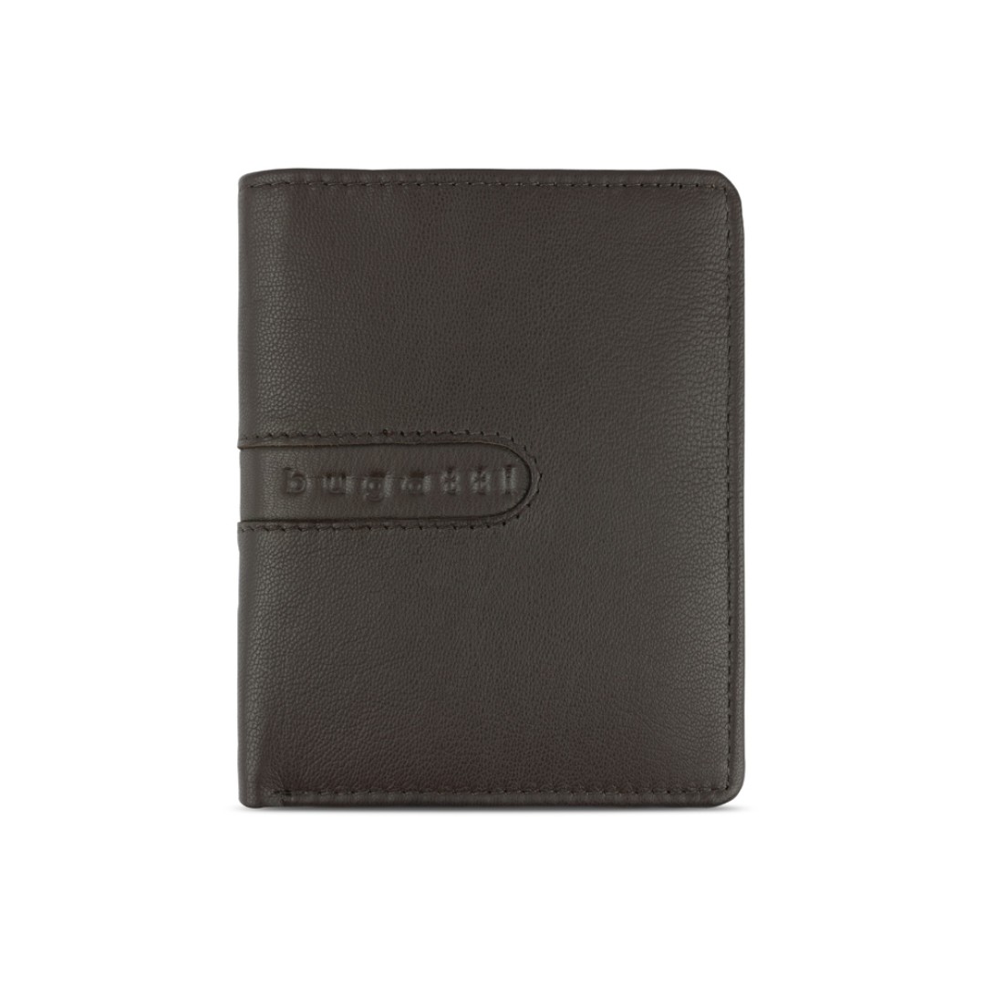 Портмоне BUGATTI Bomba, с защитой данных RFID, коричневое, кожа/полиэстер, 10х2х12,5 см