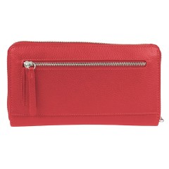 Кошелёк женский BUGATTI Linda, на молнии, красный, натуральная воловья кожа, 19,2х2,5х10,5 см