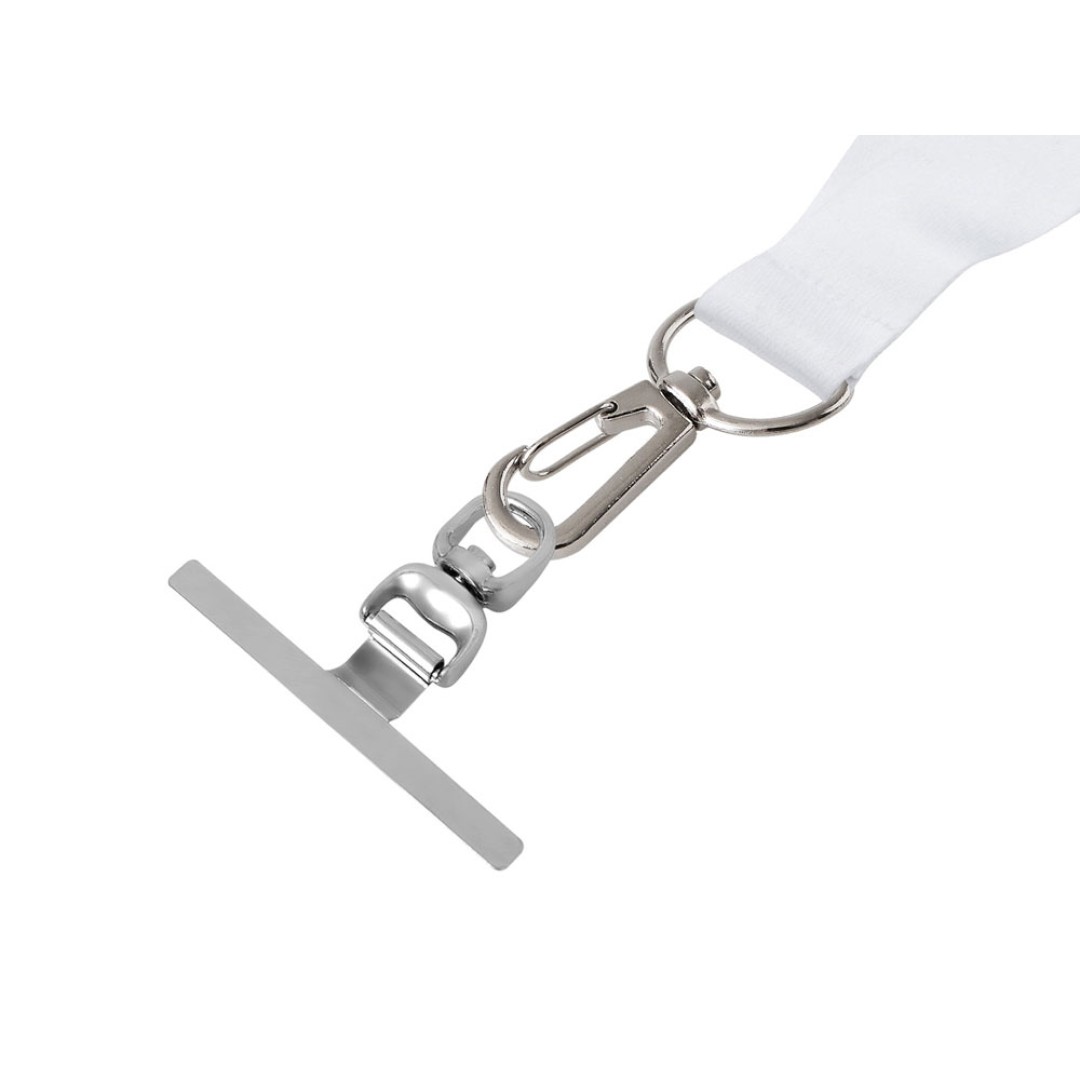 Ланъярд 2 см под сублимацию с трендовым карабином, замком обрыва и металлическим держателем для телефона, серебристый