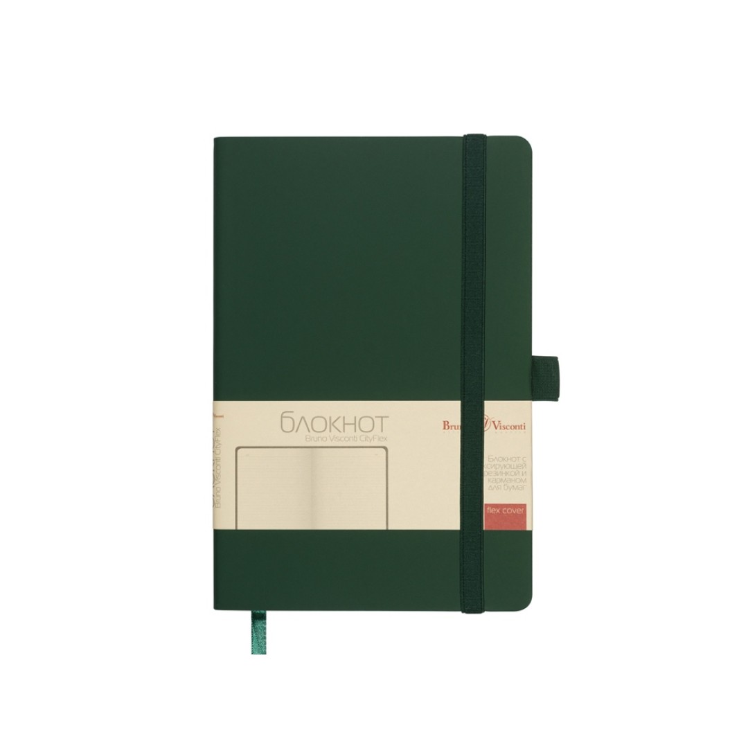 Блокнот А5  "City Flex" на резинке, зеленый
