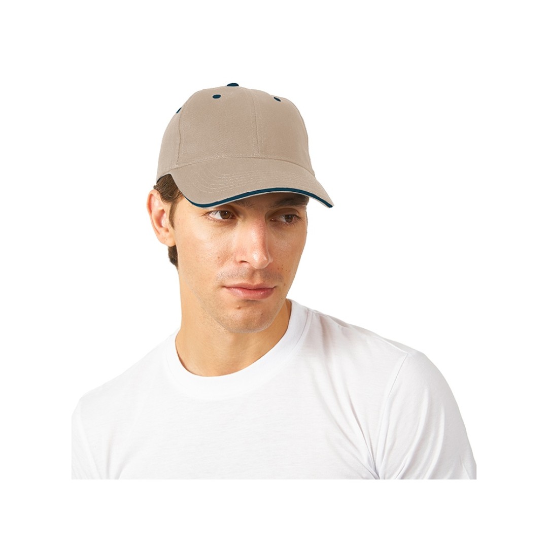 Бейсболка "New Castle" 6-ти панельная, натуральный/синий