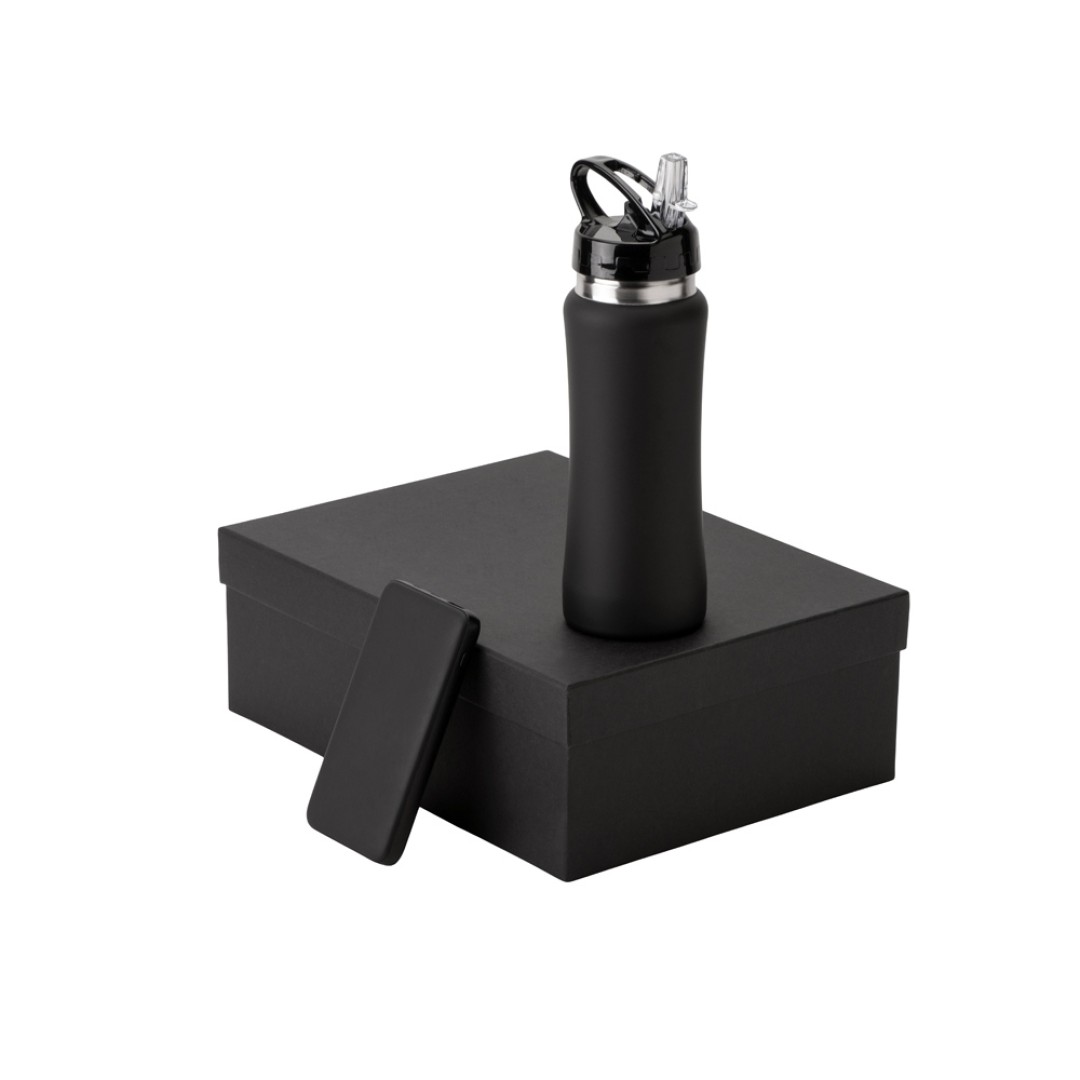 Подарочный набор с бутылкой для воды и повербанком С2, 10000 mAh, черный