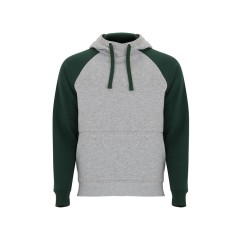 Толстовка с капюшоном "Badet" мужской, серый меланж/бутылочный зеленый