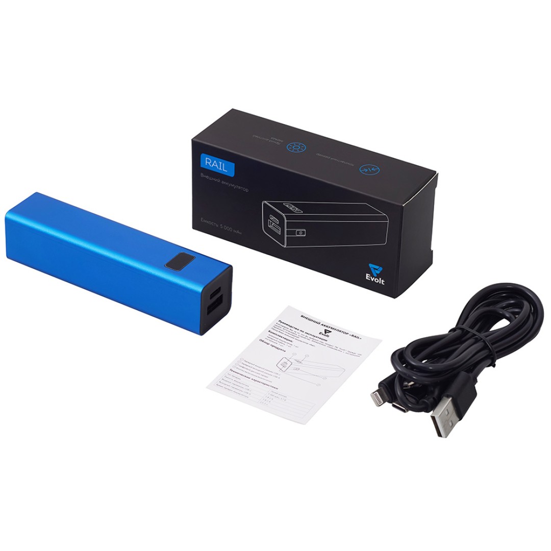 Внешний аккумулятор «Rail», 5000 mAh, синий