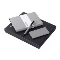 Подарочный набор c блокнотом С1, ручкой и повербанком 5000 mAh,  серый