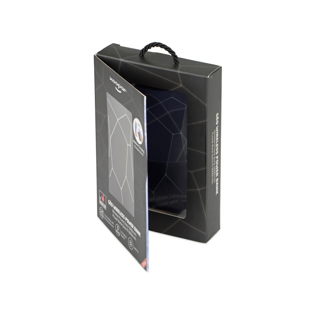 Портативное беспроводное зарядное устройство "Geo Wireless", 5000 mAh, черный