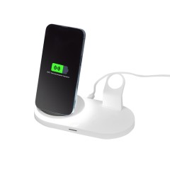 Складная зарядная станция с беспроводной зарядкой «Flashport», 15 Вт, белый
