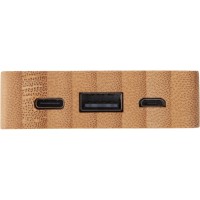 Внешний аккумулятор с подсветкой лого «Reedia S2», 5000 mAh, бамбук, черный