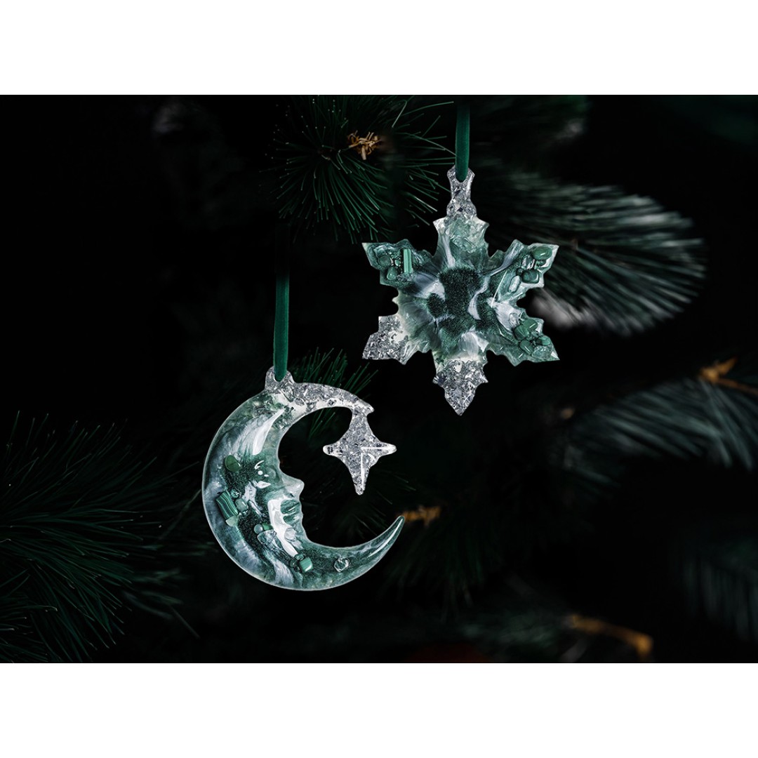 Елочные игрушки (Полумесяц+Снежинка) Авантюрин зеленый