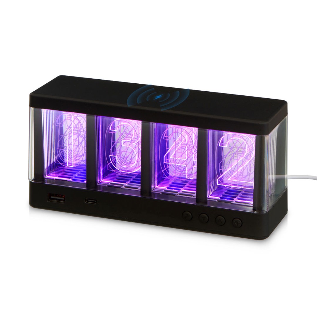 Часы с беспроводной зарядкой "Cyber", 10 Вт