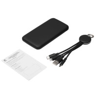Набор из внешнего акуумулятора и универсального кабеля с подсветкой лого «Reserve LED», 10000mAh, черный