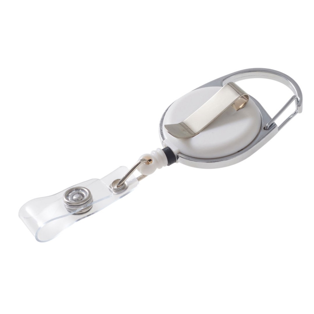 Бейдж с рулеткой-карабин "Favor", синий