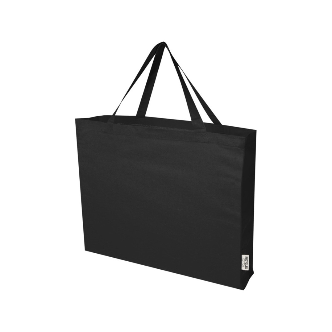 Odessa большая эко-сумка из переработанного хлопка, сертифицированного согласно GRS, плотностью 220 г/м2 - сплошной черный