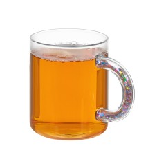 Стеклянная кружка с блестками в ручке "Feria"