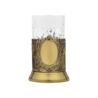 Чайный набор с подстаканником и фарфоровым чайником «ЭГОИСТ-Л», золотистый/белый