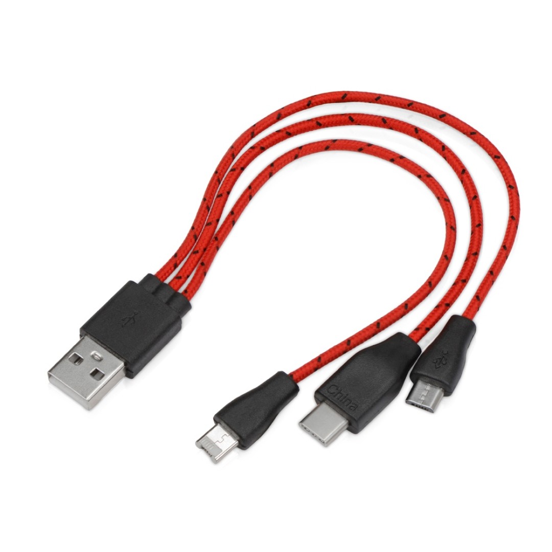 Набор с наушниками и зарядным кабелем 3-в-1 "In motion", красный