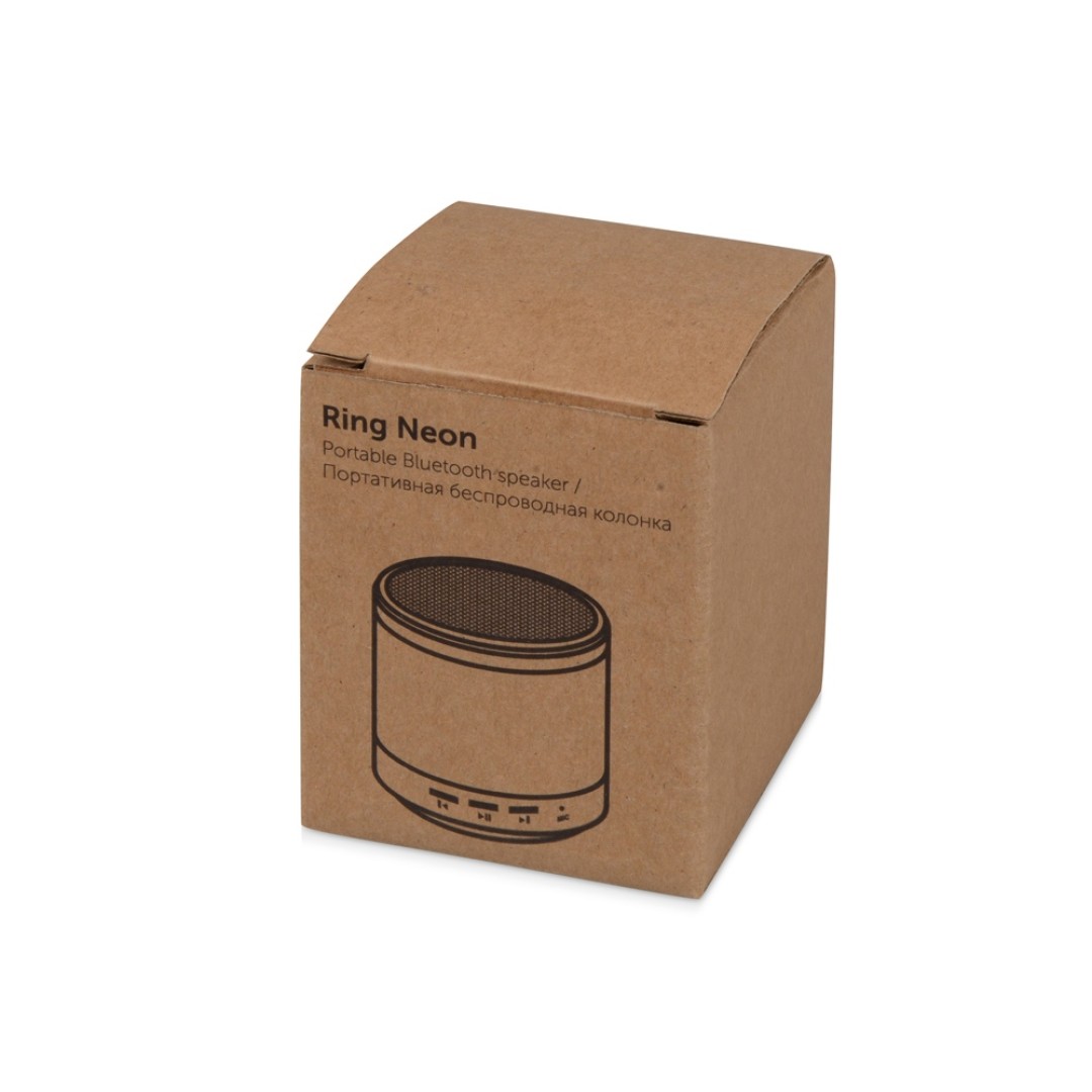 Портативная колонка «Ring neon» с белой подсветкой корпуса, серебристый