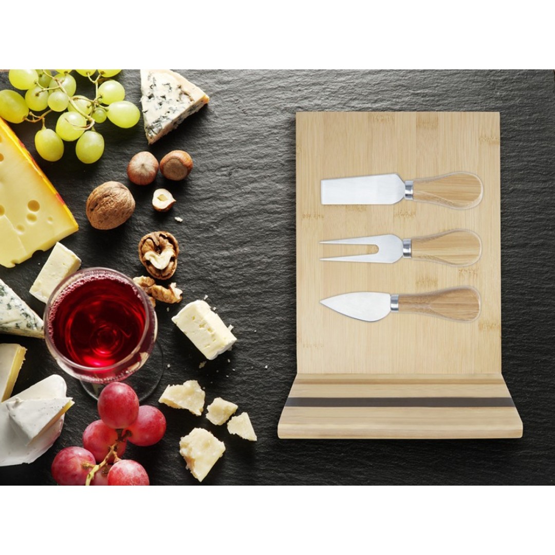 Mancheg Бамбуковая доска для сыра и инструменты, natural
