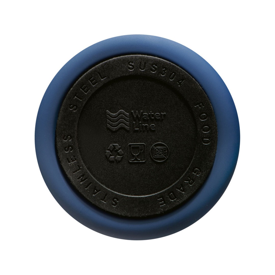 Вакуумная термокружка Waterline c кнопкой «Guard», 400 мл, тубус, темно-синий