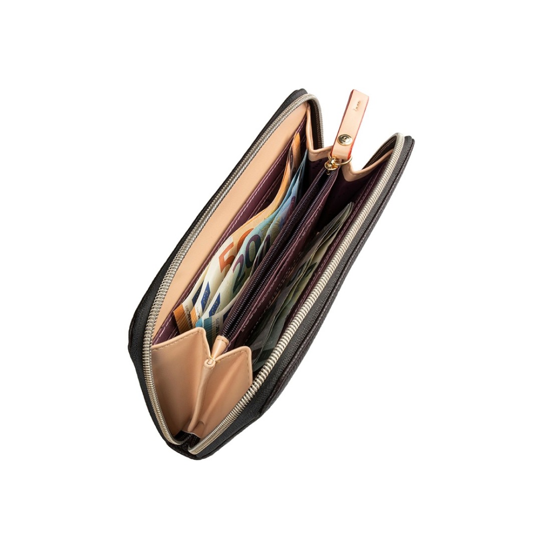 Кошелёк женский BUGATTI Ella, тёмно-коричневый, полиуретан, 19х2х10 см