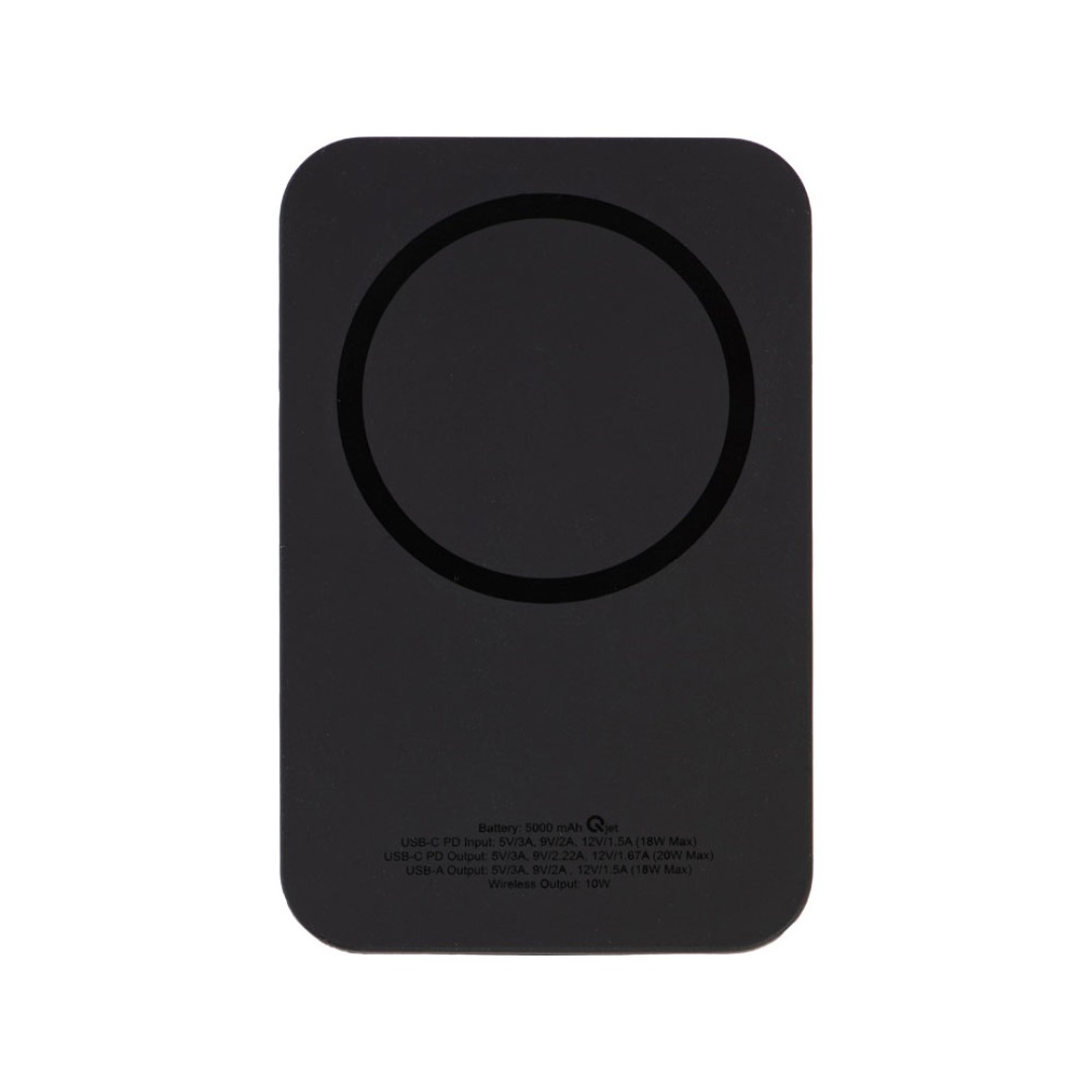 Магнитный беспроводной внешний аккумулятор "MagnetIQ", 5000 mah, 10 W, черный