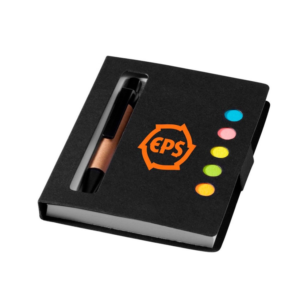 Набор стикеров "Expose" с ручкой и блокнотом А7, черный